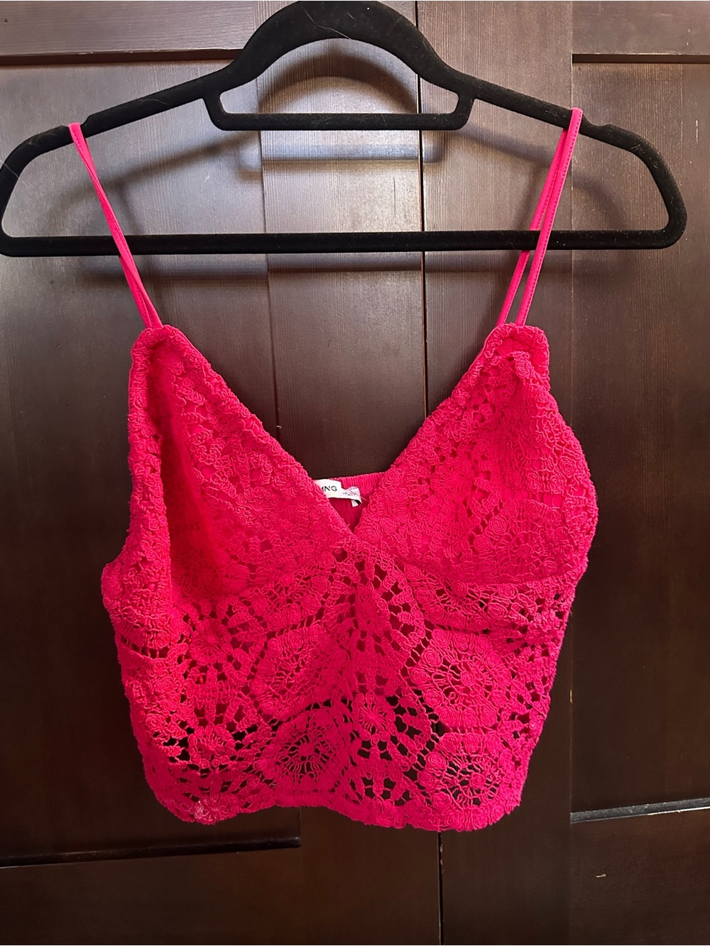 Mango Fuschia Lace Tank top